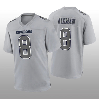 D.Cowboys #8 Troy Aikman Gray Atmosphere Game Retired Player Jersey Fashion Jersey American Jerseys - Main View