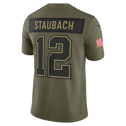 D.Cowboys #12 Roger Staubach Olive 2025 Salute to Service Retired Limited American Football Jersey - Main View