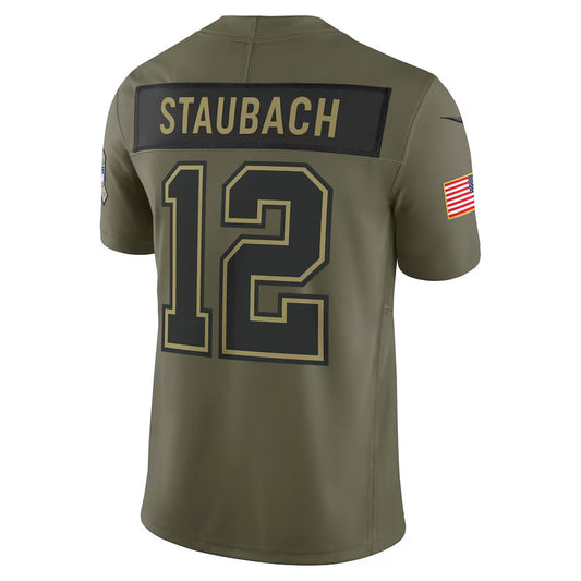 D.Cowboys #12 Roger Staubach Olive 2025 Salute to Service Retired Limited American Football Jersey - Main View