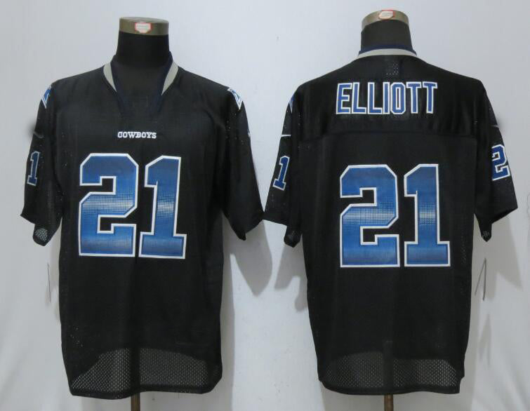 D.Cowboys #21 Ezekiel Elliott Black Strobe Stitched Fashion Jersey American Jerseys - Main View