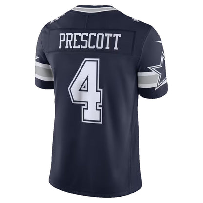 D.Cowboys #4 Dak Prescott Navy Team Vapor F.U.S.E. Stitched Limited Football Jersey - Main View
