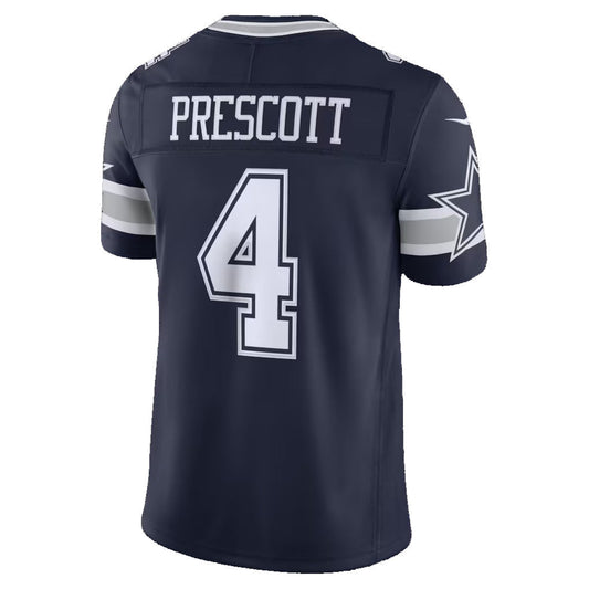 D.Cowboys #4 Dak Prescott Navy Team Vapor F.U.S.E. Stitched Limited Football Jersey - Main View