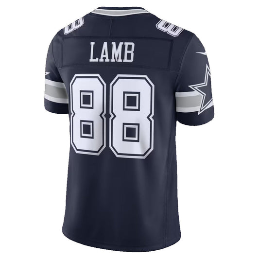 D.Cowboys #88 CeeDee Lamb Navy Team Vapor F.U.S.E. Stitched Limited Football Jersey - Main View