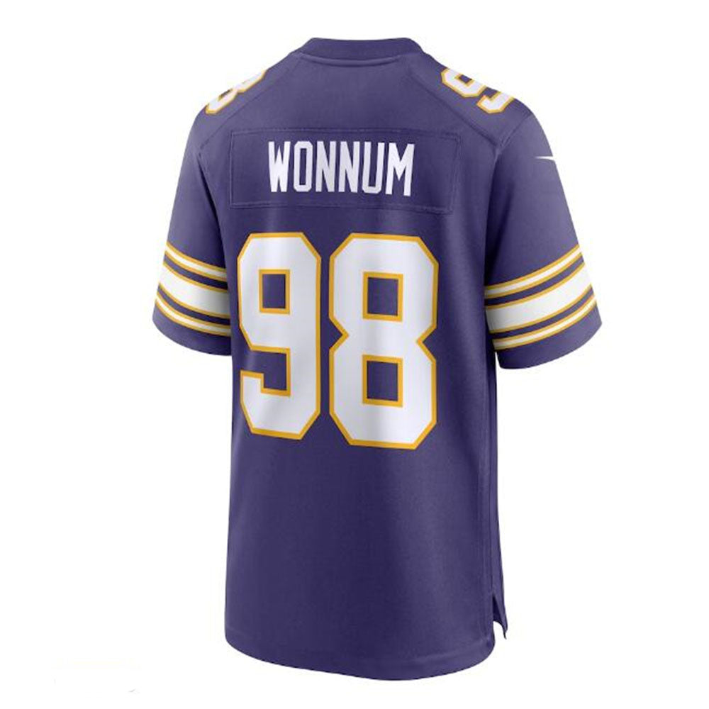 MN.Vikings #98 D.J. Wonnum Classic Player Game Jersey - Purple Stitched American Football Jerseys - Main View