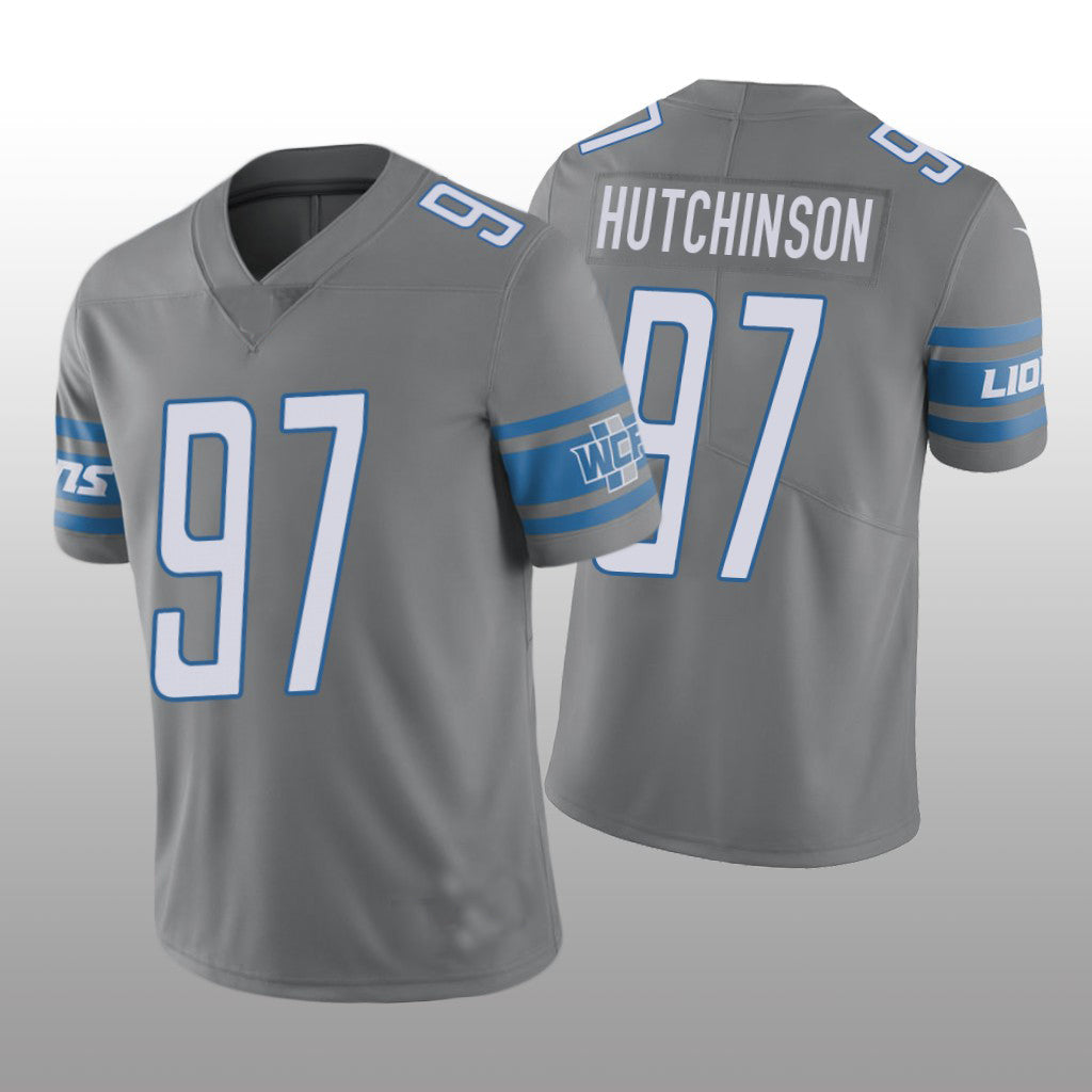 D.Lions #97 Aidan Hutchinson Silver 2022 Draft Vapor Limited Jersey Stitched American Football Jerseys - Main View