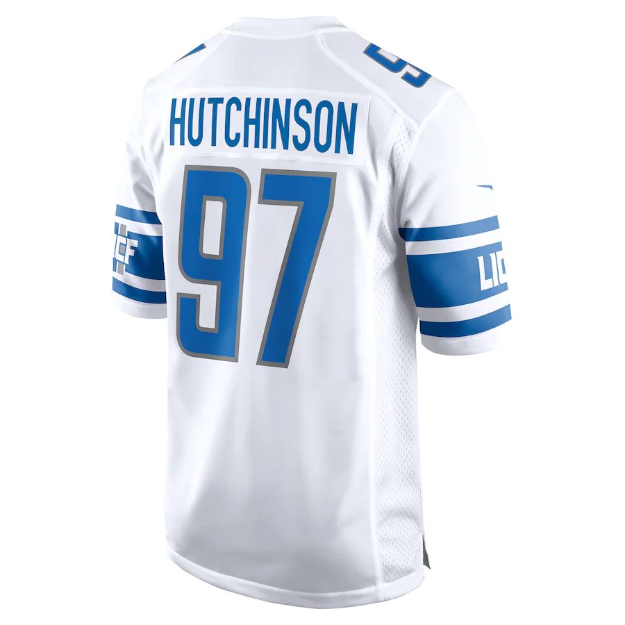 D.Lions #97 Aidan Hutchinson White 2022 Draft First Round Pick Game Jersey Stitched American Football Jerseys - Main View