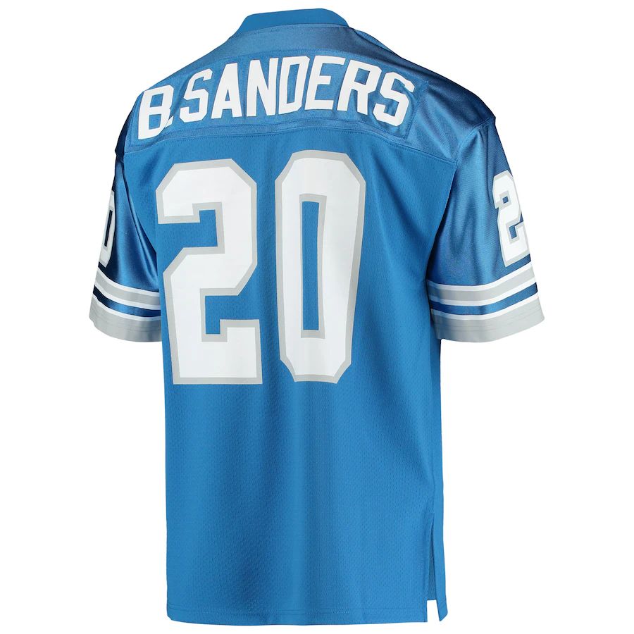 D.Lions #20 Barry Sanders Mitchell & Ness Blue Authentic Retired Player Jersey Stitched American Football Jerseys - Main View