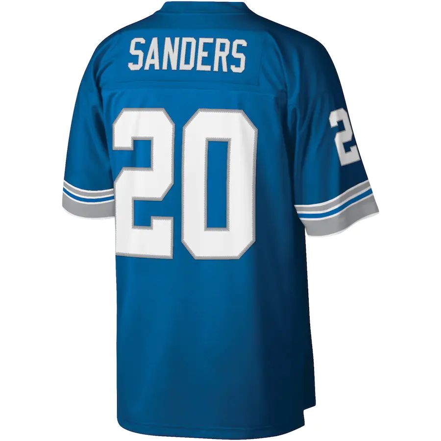 D.Lions #20 Barry Sanders Mitchell & Ness Blue Legacy Replica Jersey Stitched American Football Jerseys - Main View