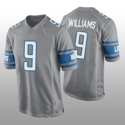 D.Lions #9 Jameson Williams Silver 2022 Draft Alternate Game Jersey Stitched American Football Jerseys - Main View