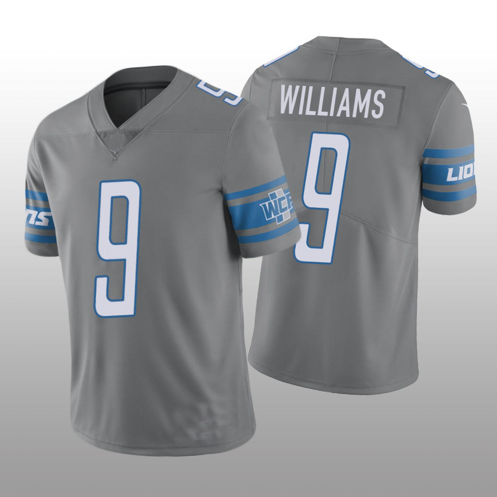 D.Lions #9 Jameson Williams Steel 2022 Draft Vapor Limited Jersey Stitched American Football Jerseys - Main View