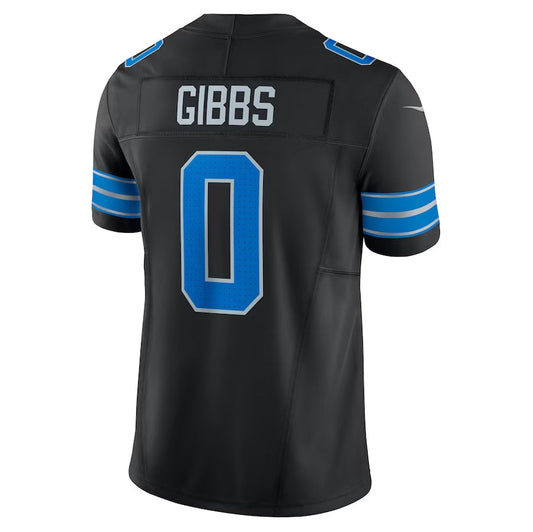 D.Lions #0 Jahmyr Gibbs Black 2nd Alternate Vapor F.U.S.E. Limited American Football Jerseys - Main View