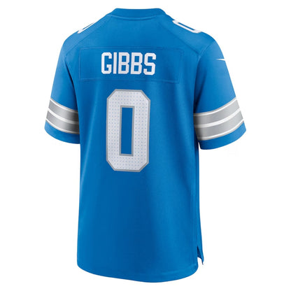 D.Lions #0 Jahmyr Gibbs Blue Game Player American Football Jerseys - Main View