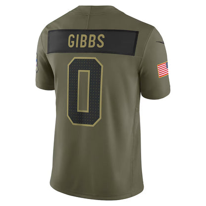 D.Lions #0 Jahmyr Gibbs Olive 2025 Salute to Service Limited American Football Jersey - Main View