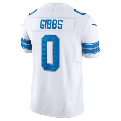 D.Lions #0 Jahmyr Gibbs White Vapor F.U.S.E. Limited American Football Jerseys - Main View