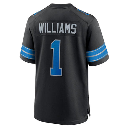 D.Lions #1 Jameson Williams Black 2nd Alternate Game Player American Football Jerseys - Main View