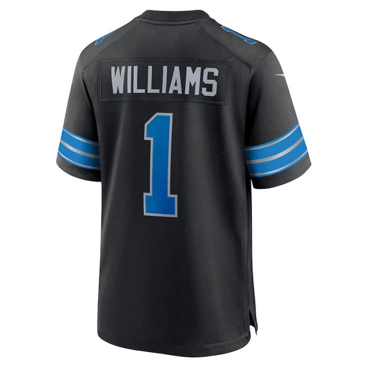 D.Lions #1 Jameson Williams Black 2nd Alternate Game Player American Football Jerseys - Main View