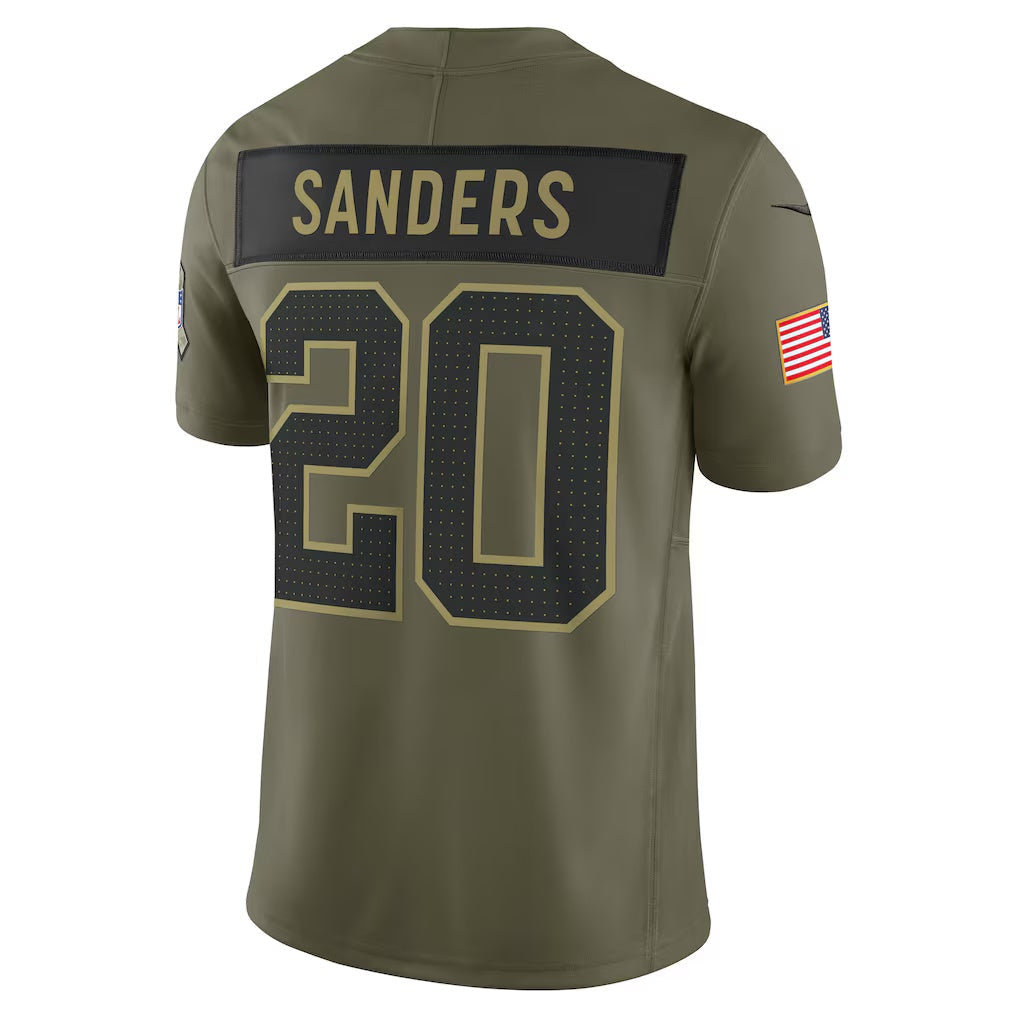 D.Lions #20 Barry Sanders Olive 2025 Salute to Service Retired Limited American Football Jersey - Main View