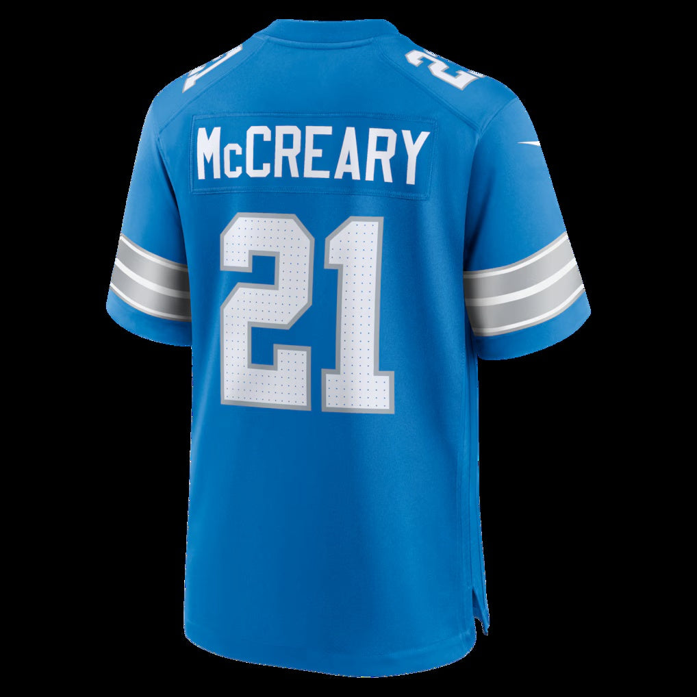 D.Lions #21 Roger McCreary Blue Team Game American Football Jersey - Main View