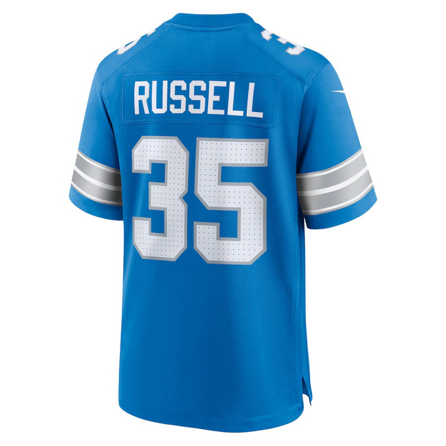 D.Lions #35 Tyson Russell Blue Team Game American Football Jersey - Main View