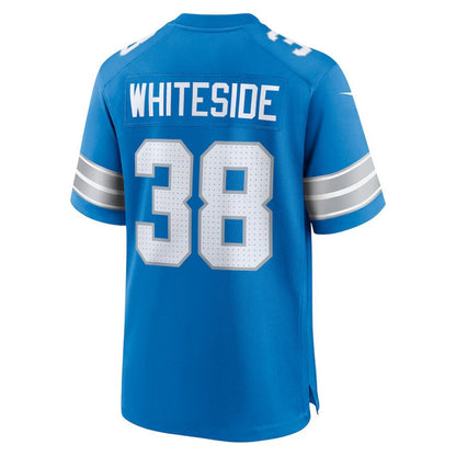 D.Lions #38 Whiteside Blue Team Game American Football Jersey - Main View