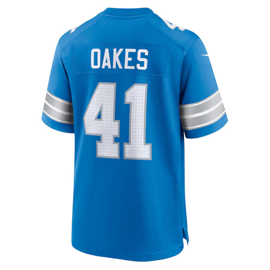 D.Lions #41 Gunnar Oakes Blue Team Game American Football Jersey - Main View