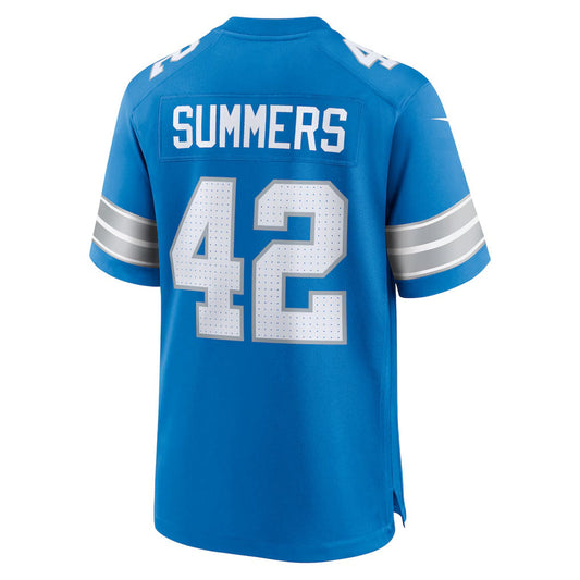 D.Lions #42 Ty Summers Blue Team Game American Football Jersey - Main View
