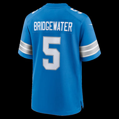 D.Lions #5 Teddy Bridgewater Blue Team Game American Football Jersey - Main View