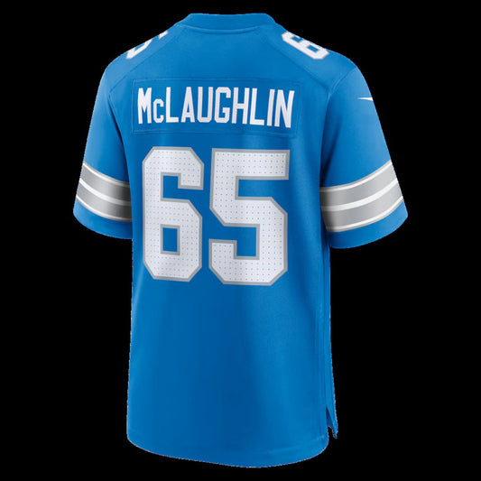 D.Lions #65 Seth McLaughlin Blue Team Game American Football Jersey - Main View