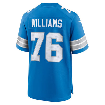 D.Lions #76 Raequan Williams Blue Team Game American Football Jerseys - Main View