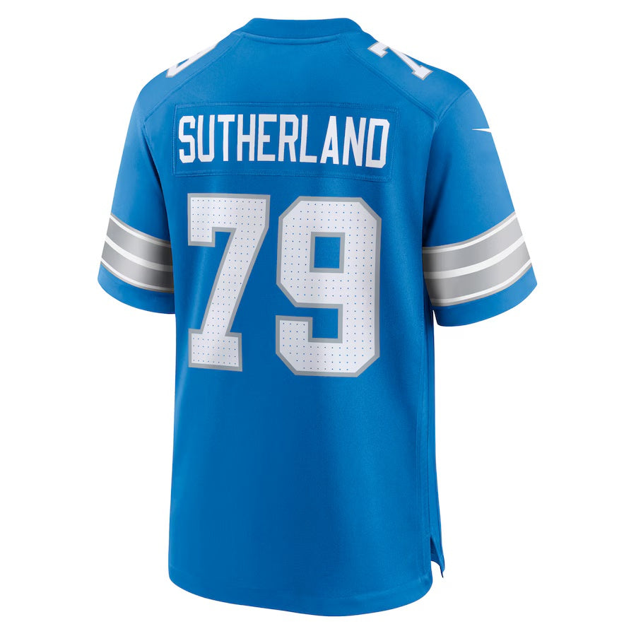D.Lions #79 Keaton Sutherland Blue Team Game American Football Jersey - Main View