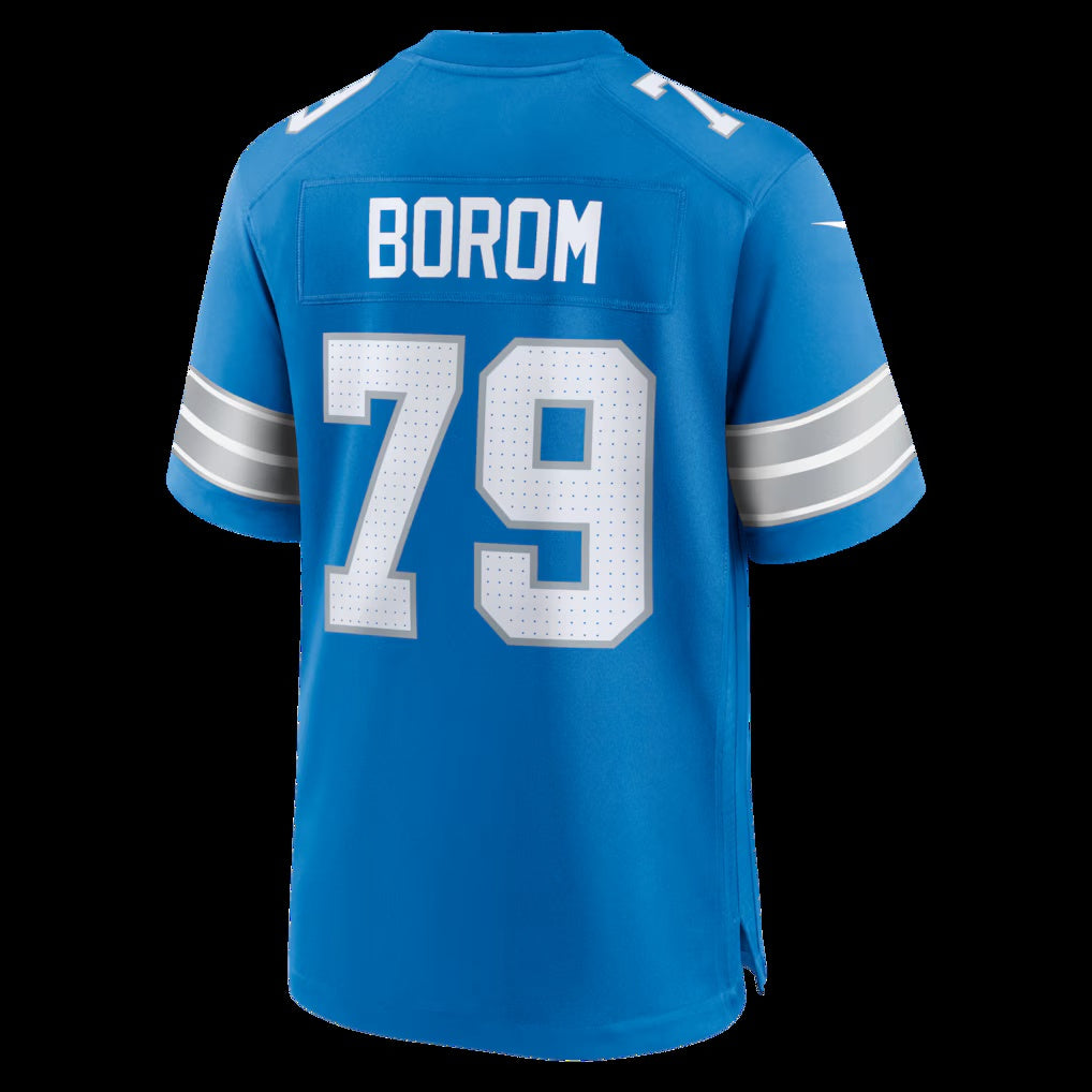D.Lions #79 Larry Borom Blue Team Game American Football Jersey - Main View