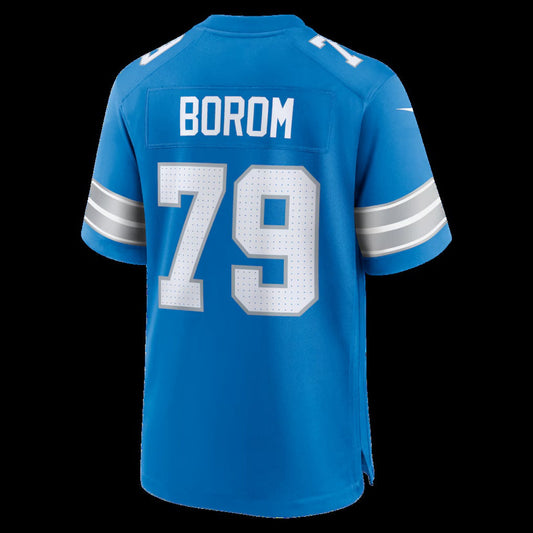 D.Lions #79 Larry Borom Blue Team Game American Football Jersey - Main View