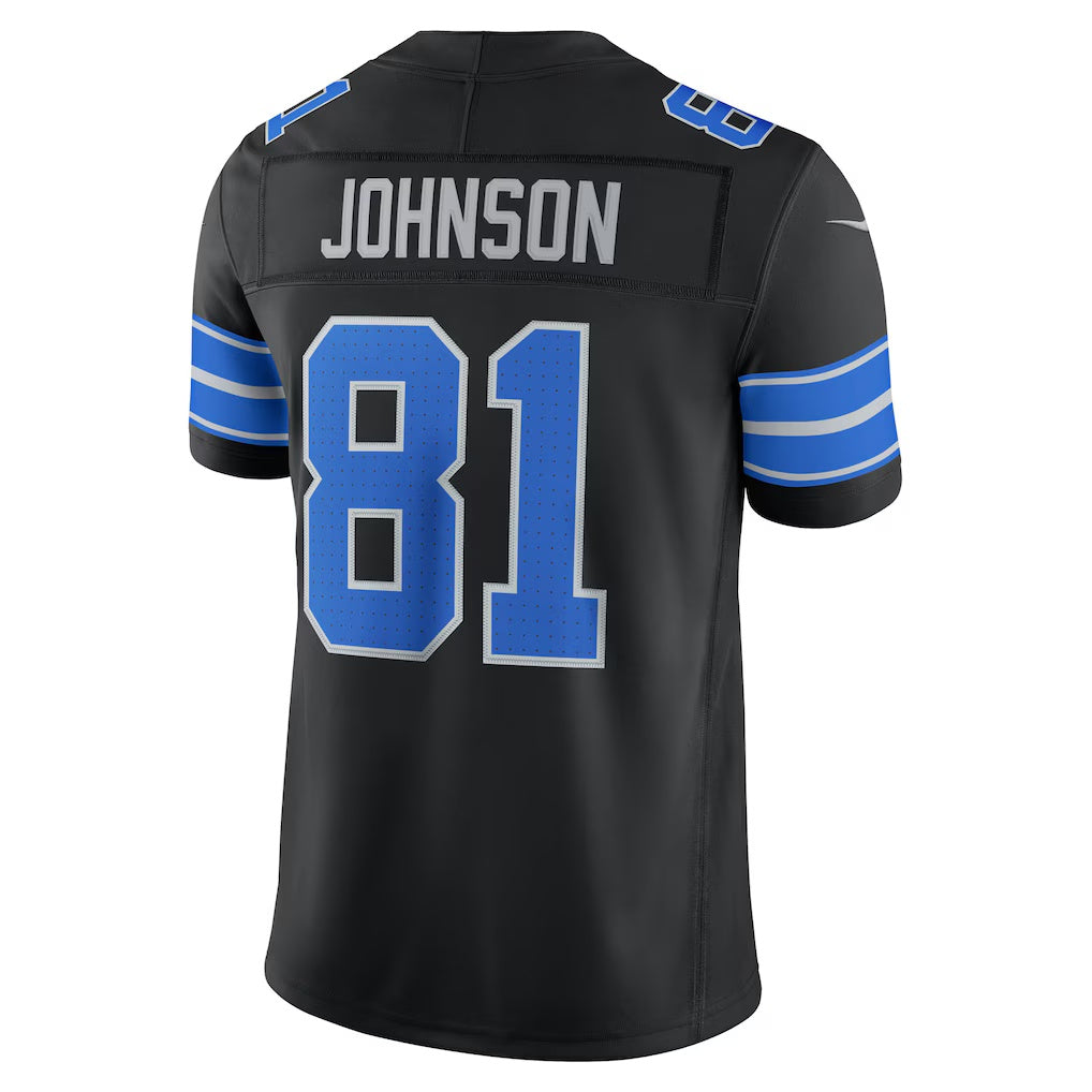 D.Lions #81 Calvin Johnson Black Alternate Vapor F.U.S.E. Stitched Retired Limited Football Jersey - Main View