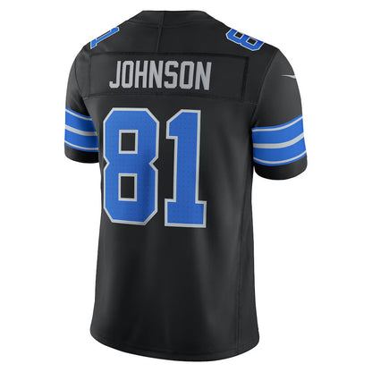 D.Lions #81 Calvin Johnson Black Alternate Vapor F.U.S.E. Stitched Retired Limited Football Jersey - Main View