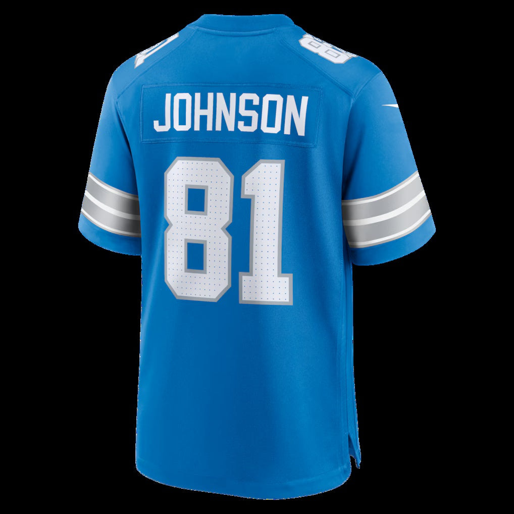 D.Lions #81 Calvin Johnson Blue Team Retired Game American Football Jersey - Main View