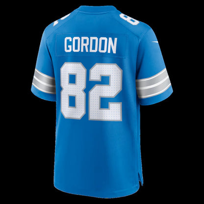 D.Lions #82 Thomas Gordon Blue Team Game American Football Jersey - Main View