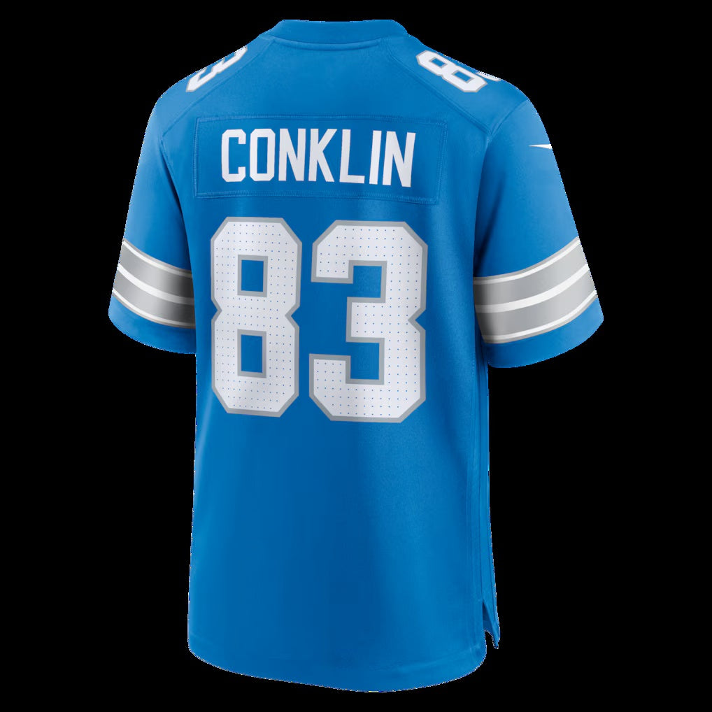 D.Lions #83 Tyler Conklin Blue Team Game American Football Jersey - Main View