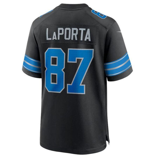 D.Lions #87 Sam LaPorta Black 2nd Alternate Game Jersey American Football Jerseys - Main View
