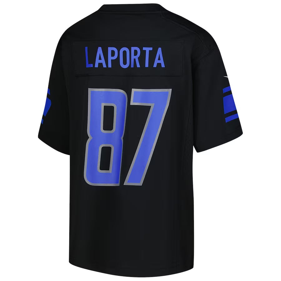 D.Lions #87 Sam LaPorta Black Game American Football Jersey - Main View