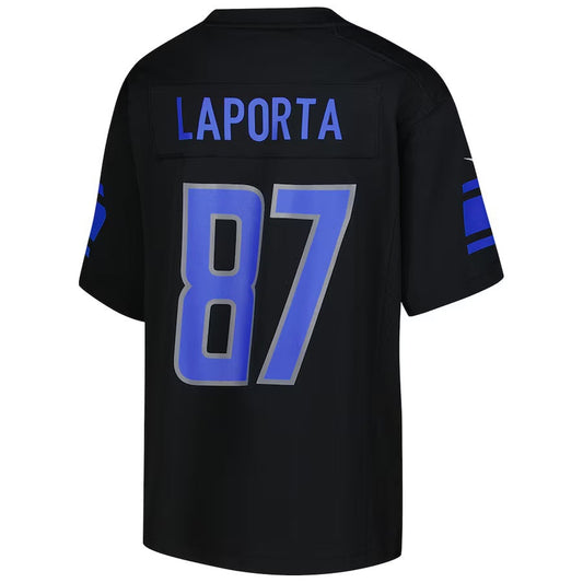 D.Lions #87 Sam LaPorta Black Game American Football Jersey - Main View