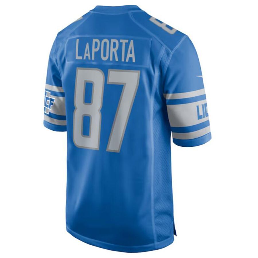 D.Lions #87 Sam LaPorta Blue Team Game Jersey American Stitched Football Jerseys - Main View