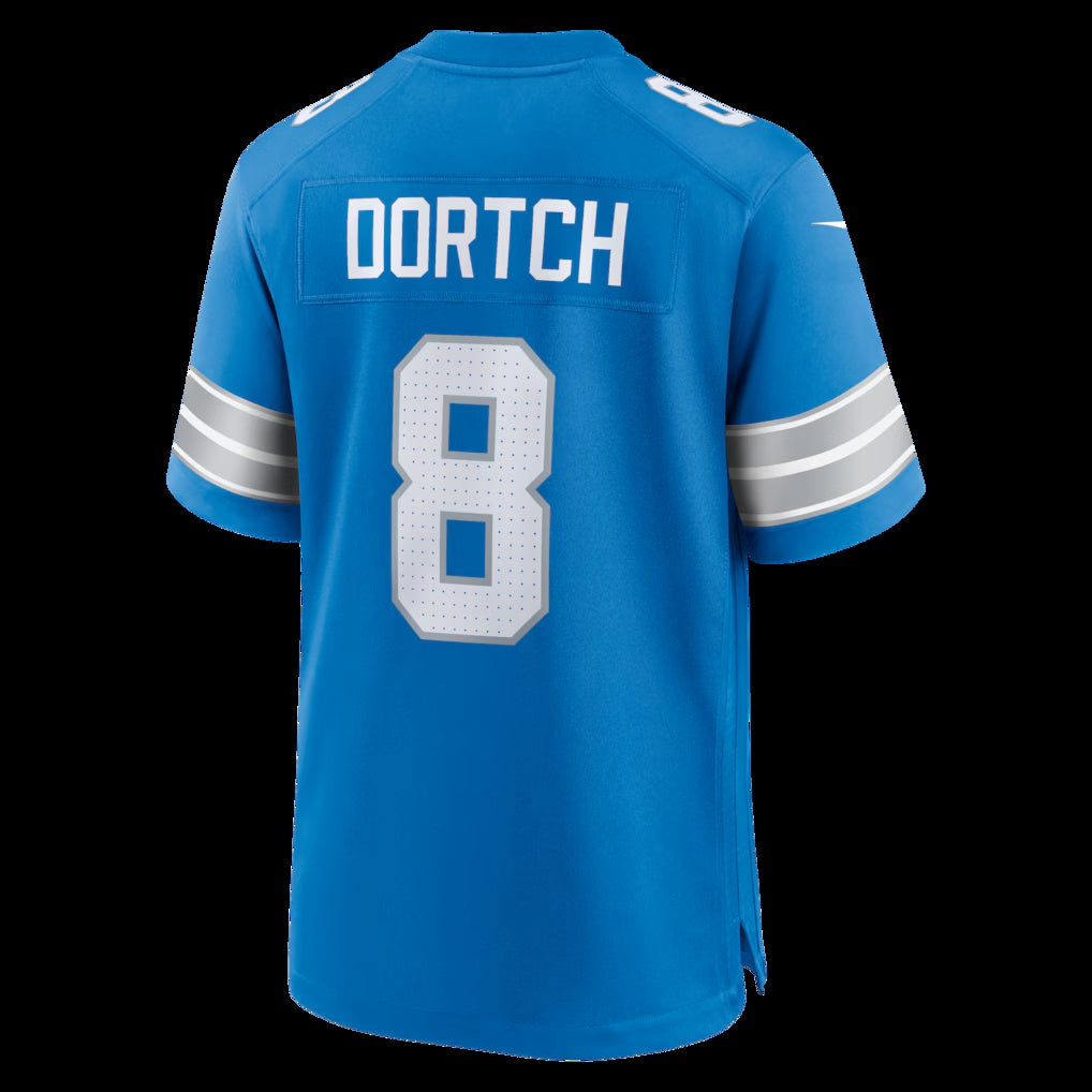 D.Lions #8 Greg Dortch Blue Team Game American Football Jersey - Main View