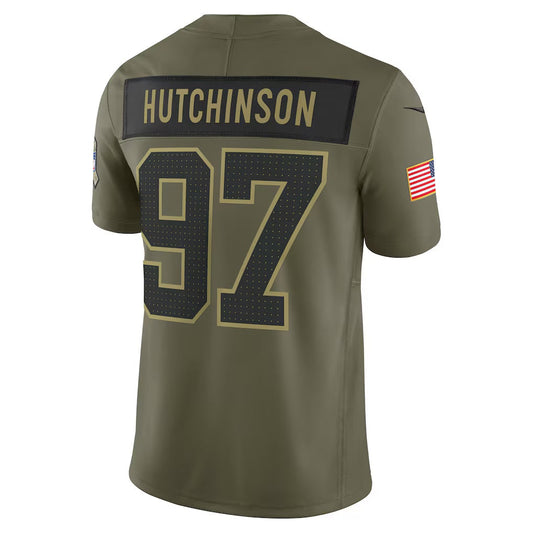 D.Lions #97 Aidan Hutchinson Olive 2025 Salute to Service Limited American Football Jersey - Main View