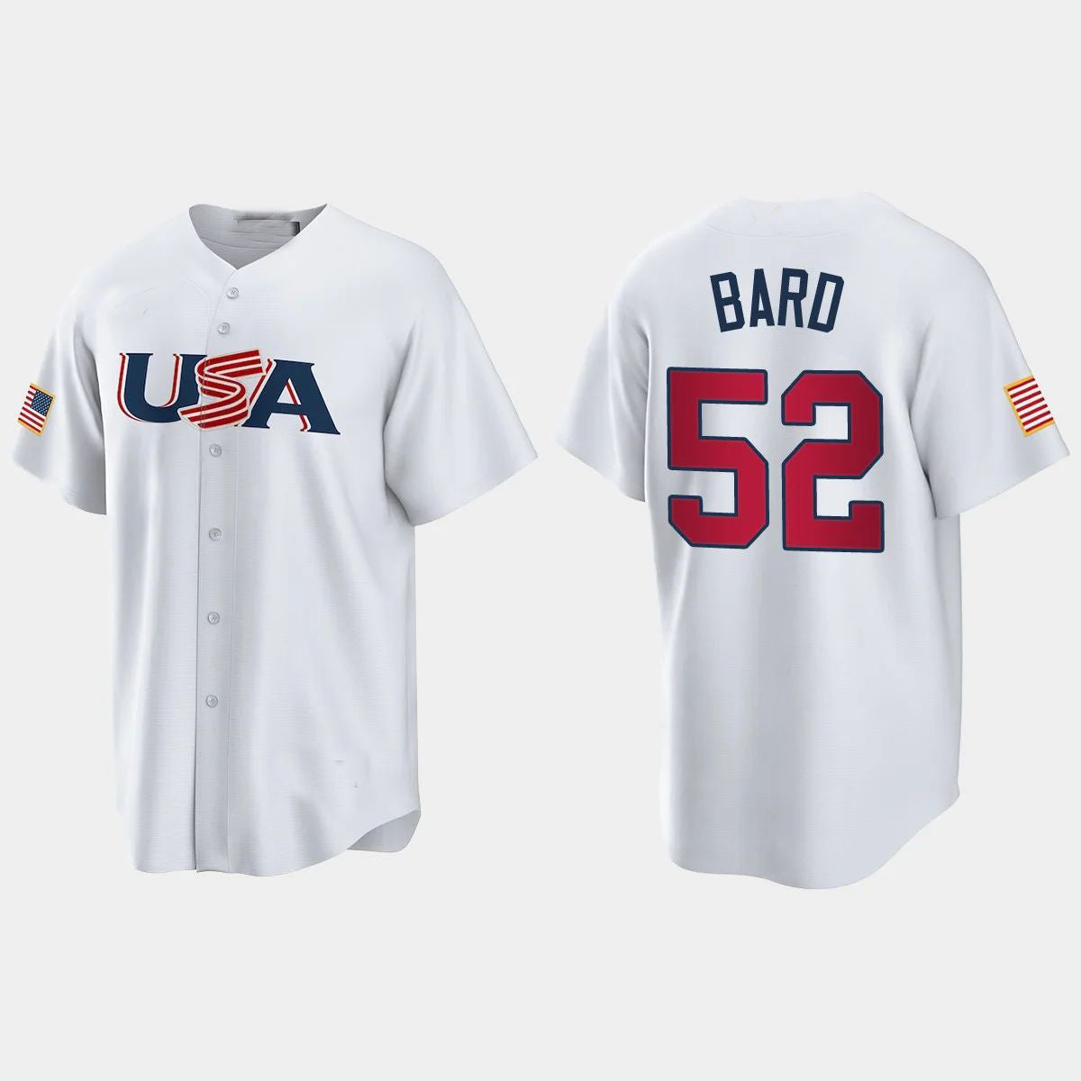 #52 DANIEL BARD COLORADO ROCKIES 2023 WORLD BASEBALL CLASSIC USA REPLICA JERSEY ¨C WHITE Stitches Baseball Jerseys - Main View