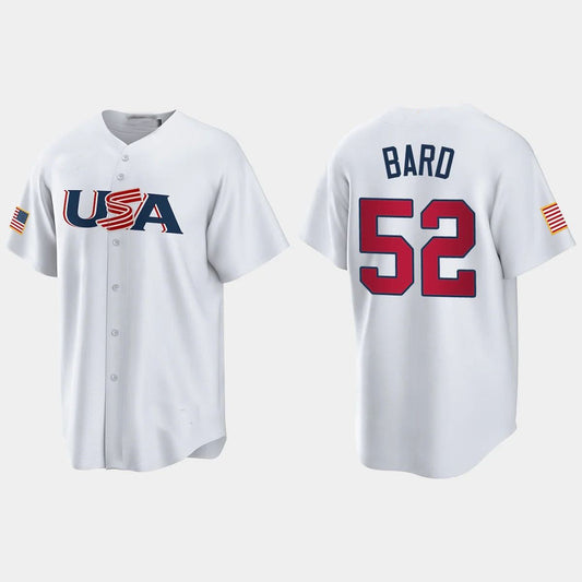 #52 DANIEL BARD COLORADO ROCKIES 2023 WORLD BASEBALL CLASSIC USA REPLICA JERSEY ¨C WHITE Stitches Baseball Jerseys - Main View