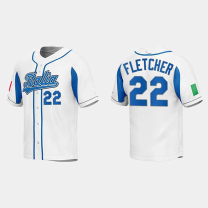 #22 DAVID FLETCHER ITALY BASEBALL 2023 WORLD BASEBALL CLASSIC JERSEY ¨C WHITE Stitches Baseball Jerseys - Main View