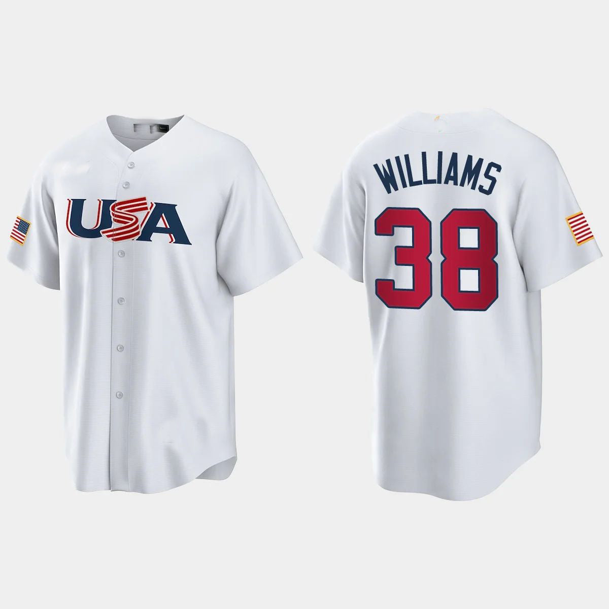 #38 DEVIN WILLIAMS MILWAUKEE BREWERS 2023 WORLD BASEBALL CLASSIC USA REPLICA JERSEY ¨C WHITE Stitches Baseball Jerseys - Main View