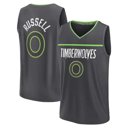 M.Timberwolves #0 D'Angelo Russell Fanatics Branded 2022-23 Fast Break Replica Jersey Anthracite Statement Edition Stitched American Basketball Jersey - Main View