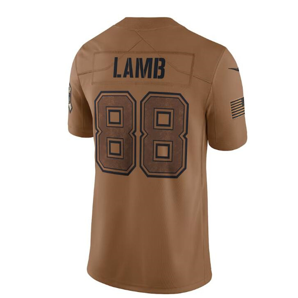 D.Cowboys #88 CeeDee Lamb Brown 2023 Salute To Service Limited Jersey Stitched American Football Jerseys - Main View