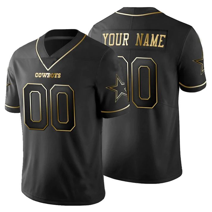 Custom D.Cowboys Black Golden Edition Vapor Limited Jersey Stitched  Football Jerseys - Main View
